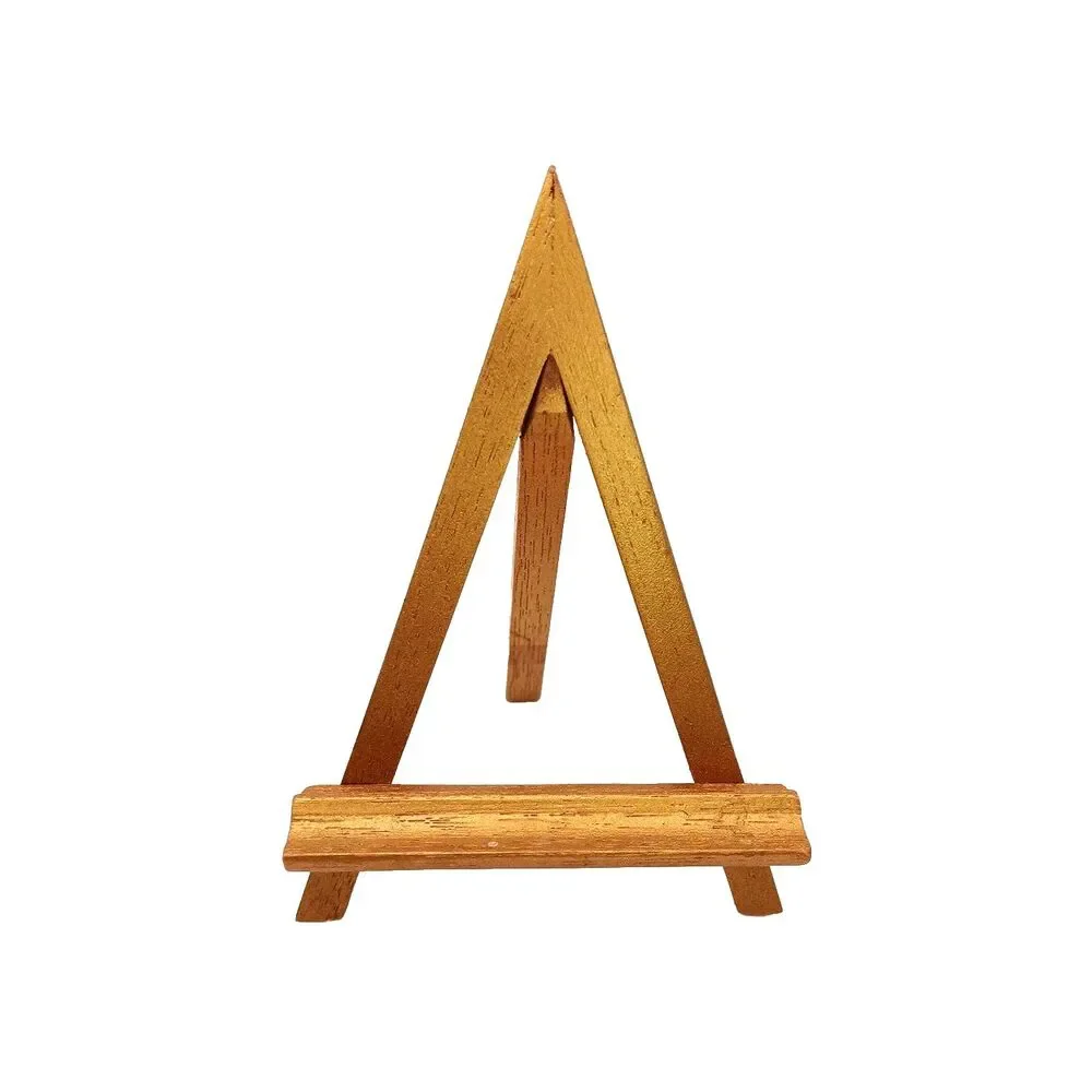 Vtg Wood Small Gold Painted Easel Display Stand Photo Art Work Holder 5.25 in